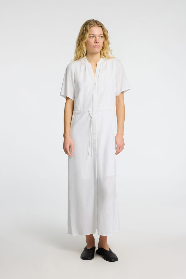 Selected Femme Vestido midi confeccionado con lino Blanco