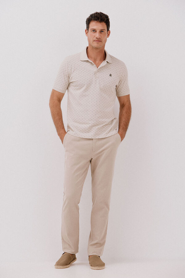 Cortefiel Polo piqu&eacute; estampado Beige