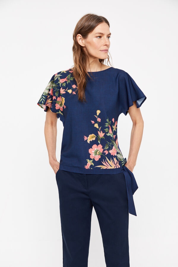 Cortefiel Top combinado estampado Azul marino