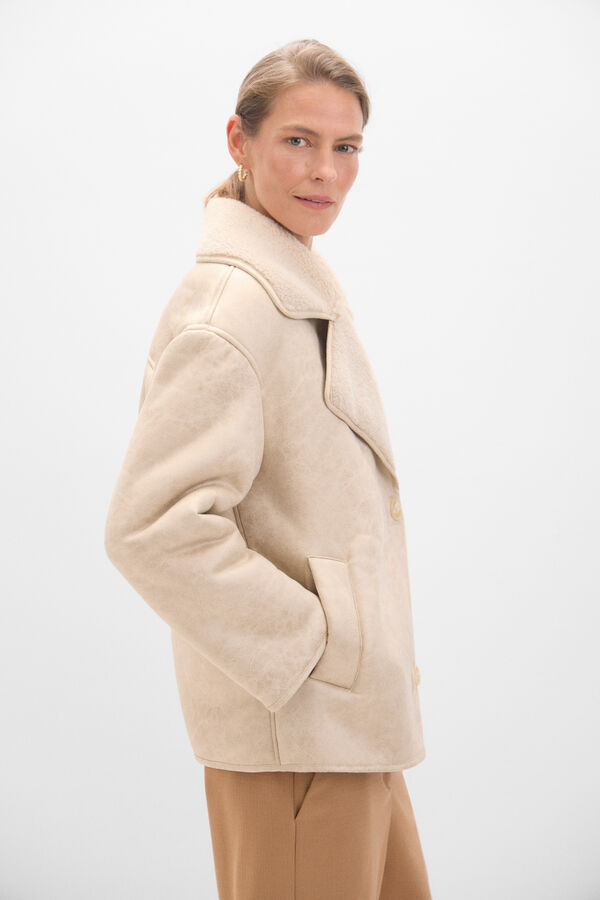 Cortefiel Chaqueta efecto doble faz Marfil