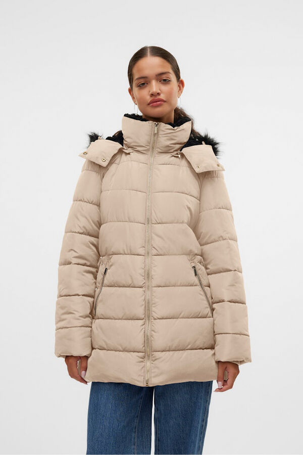 Vero Moda Abrigo midi acolchado Beige