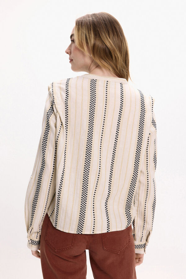 Vila Blusa con bordados de algod&oacute;n Beige