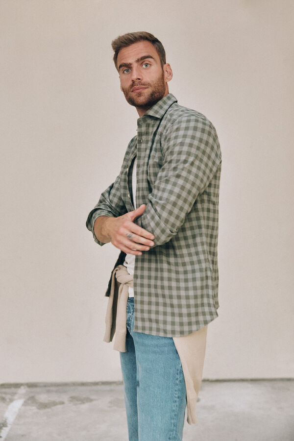 OOTO Camisa gola italiana slim Verde