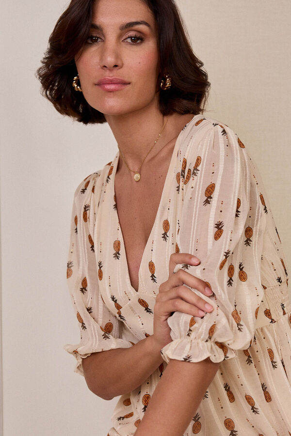 Polín Et Moi Vestido curto com decote em bico Tostado