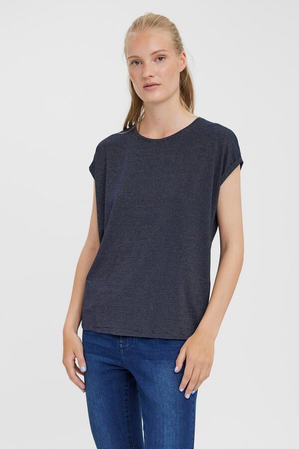 Vero Moda Camiseta básica lúrex Azul marino
