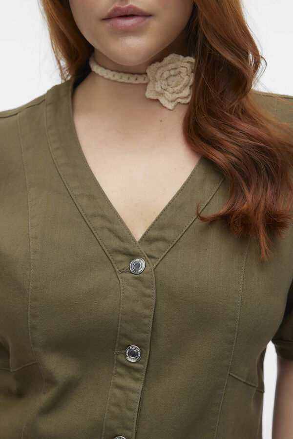 Vero Moda Curve Vestido corto denim talla grande Kaki