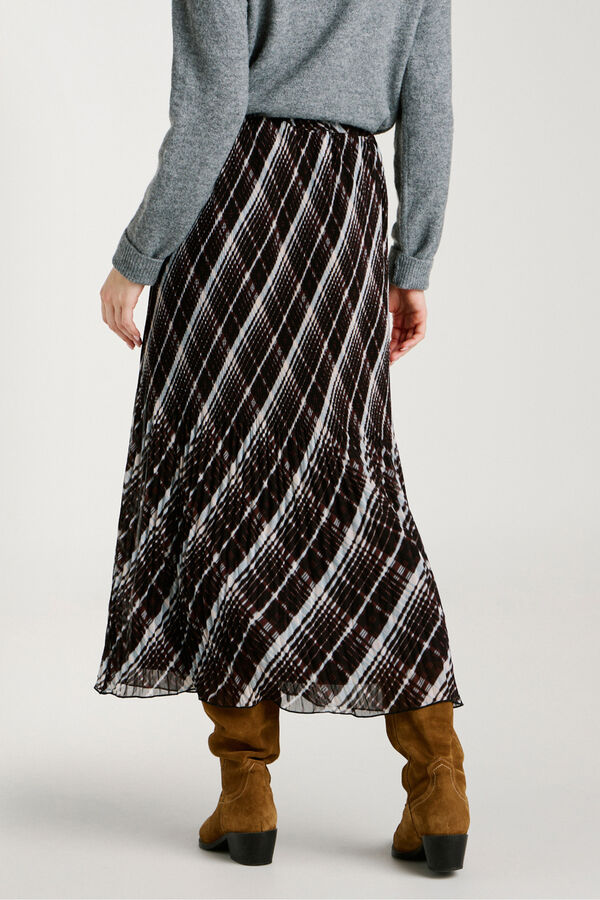 Vila Falda midi de gasa plisada Negro