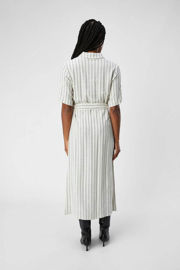 Object Vestido camisero de lino manga corta Gris