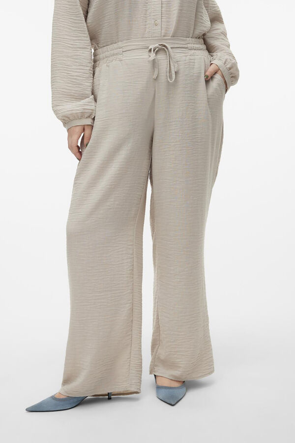 Vero Moda Curve Pantal&oacute;n largo de lino talla grande Gris