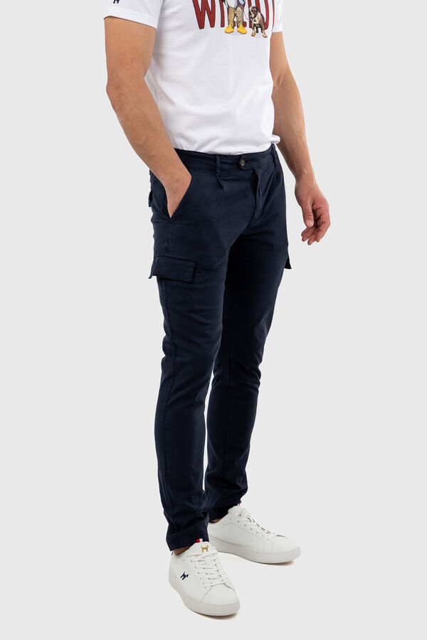 Williot Cal&ccedil;as cargo de linho Azul