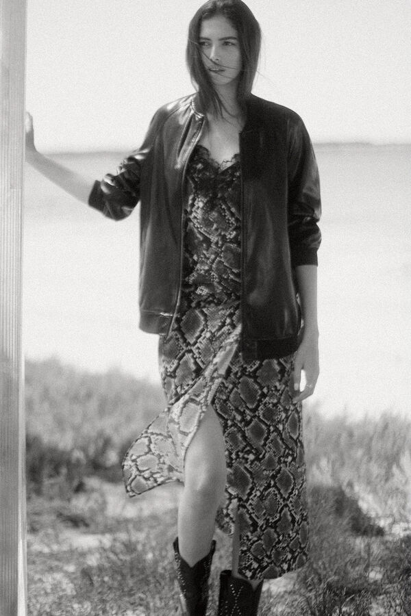 Slowlove Jaqueta bomber com efeito pele Preto