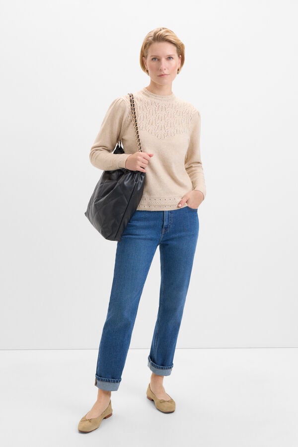 Cortefiel Camisola cintada ensopados Tostado