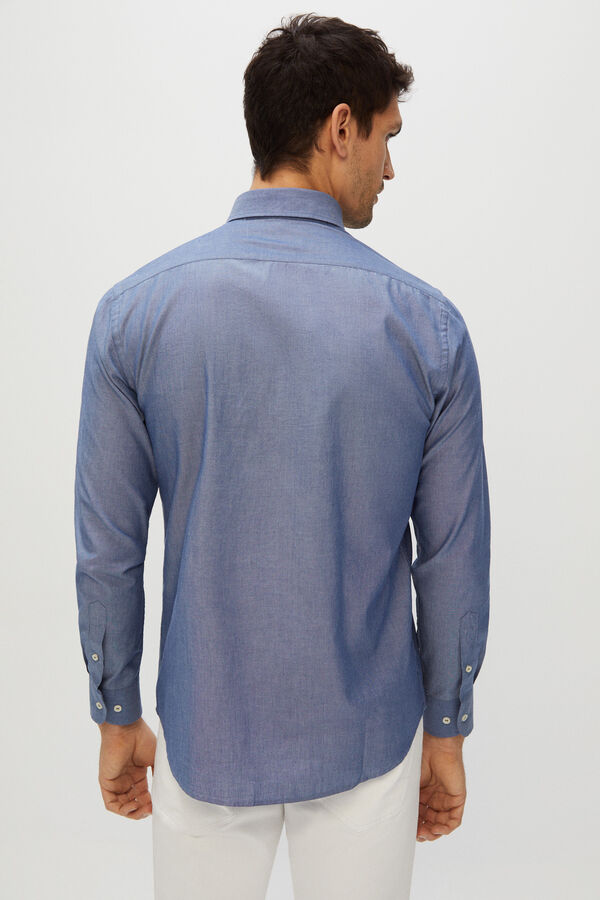 Cortefiel Camisa chambray azul Azul oscuro