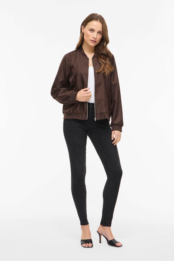 Vila Chaqueta bomber satinada Marr&oacute;n oscuro