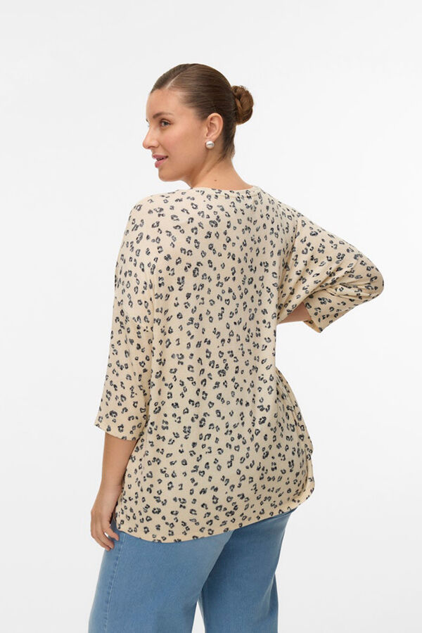Vero Moda Curve T-shirt manga comprida tamanho grande Tostado