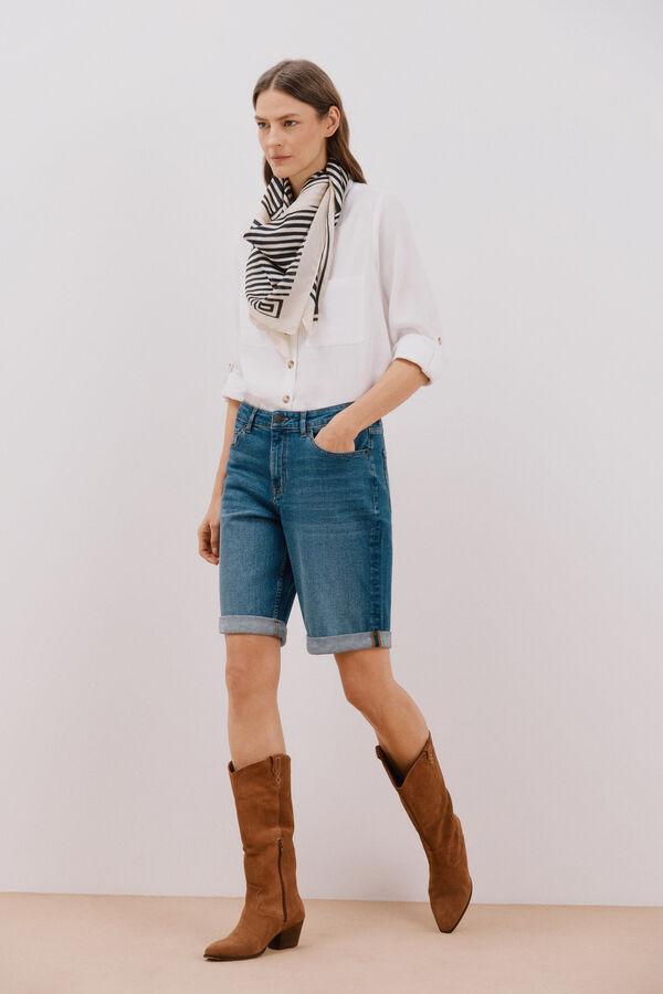 Cortefiel Bermuda vaquera b&aacute;sica Azul