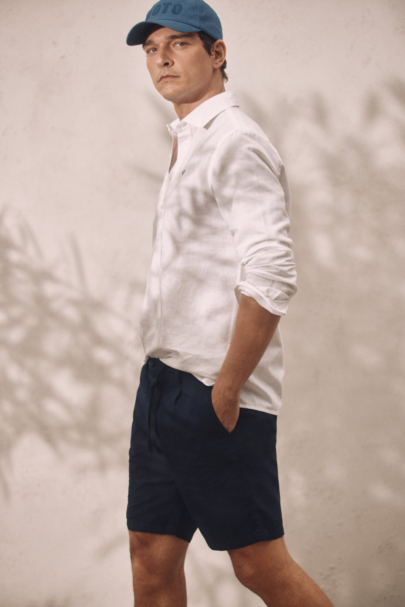 OOTO Bermuda linho com cord&otilde;es