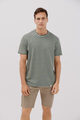 Cortefiel Camiseta rayas slub Verde