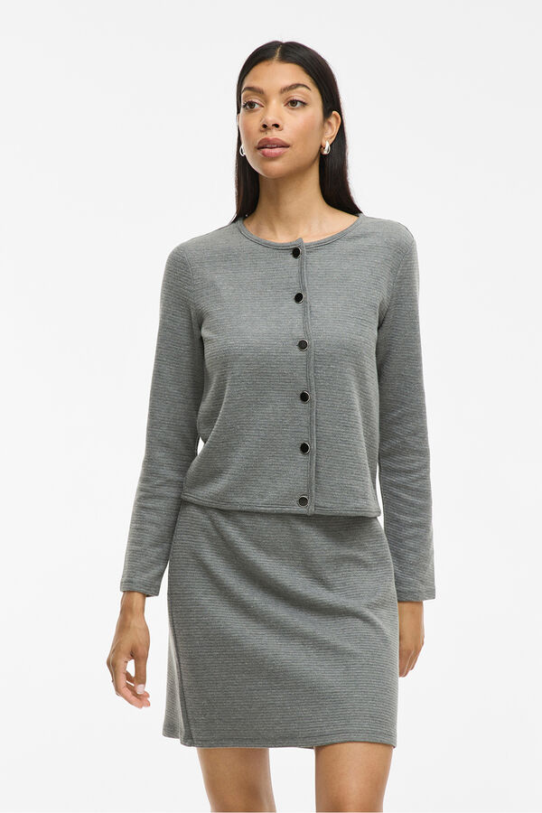 Vila C&aacute;rdigan abotonado con algod&oacute;n y viscosa Gris