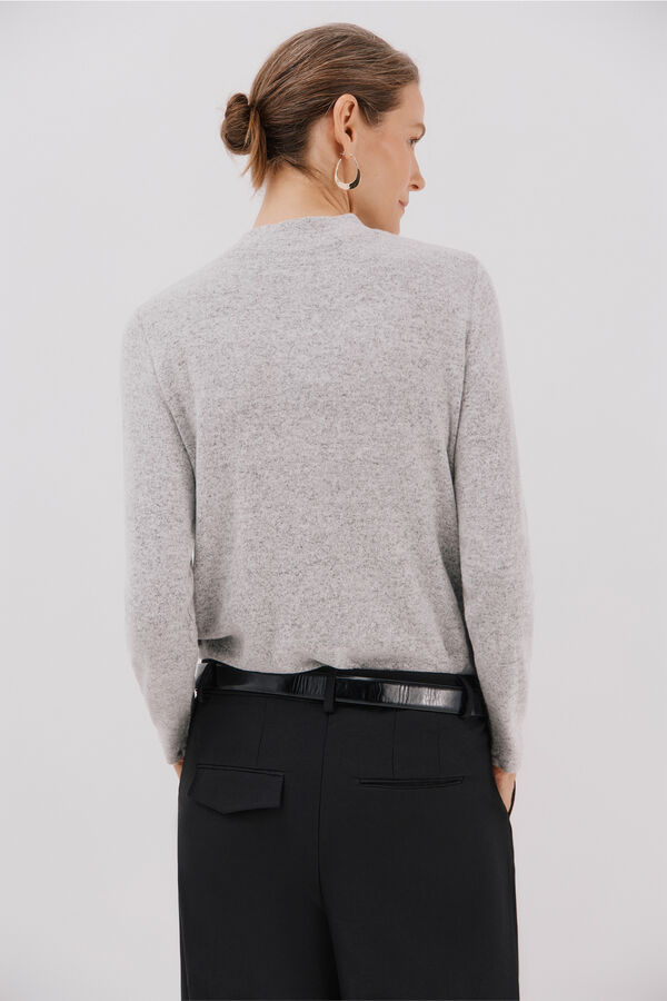 Cortefiel Camiseta b&aacute;sica cuello perkins Gris