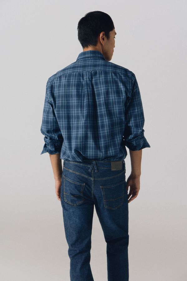 Cortefiel Camisa cuadros popel&iacute;n Azul oscuro