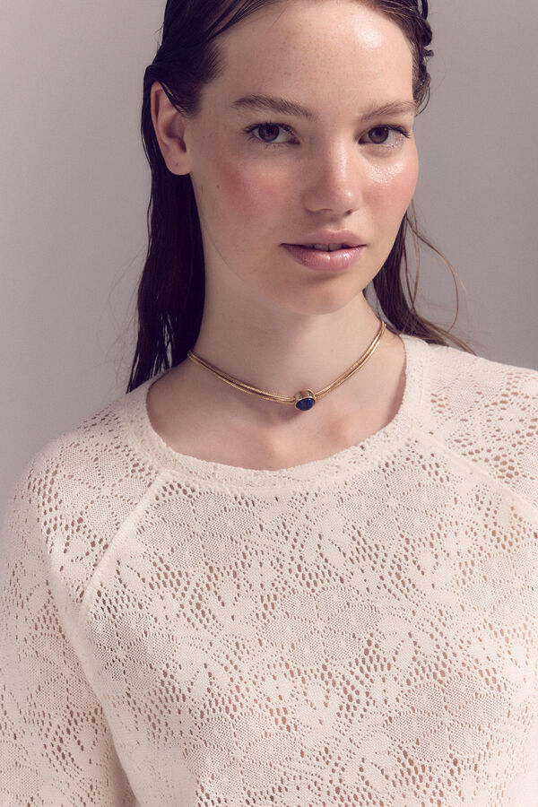 Slowlove Top de renda Ecru
