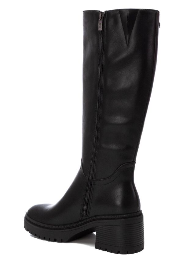 XTI Bota biker feminina com salto Preto