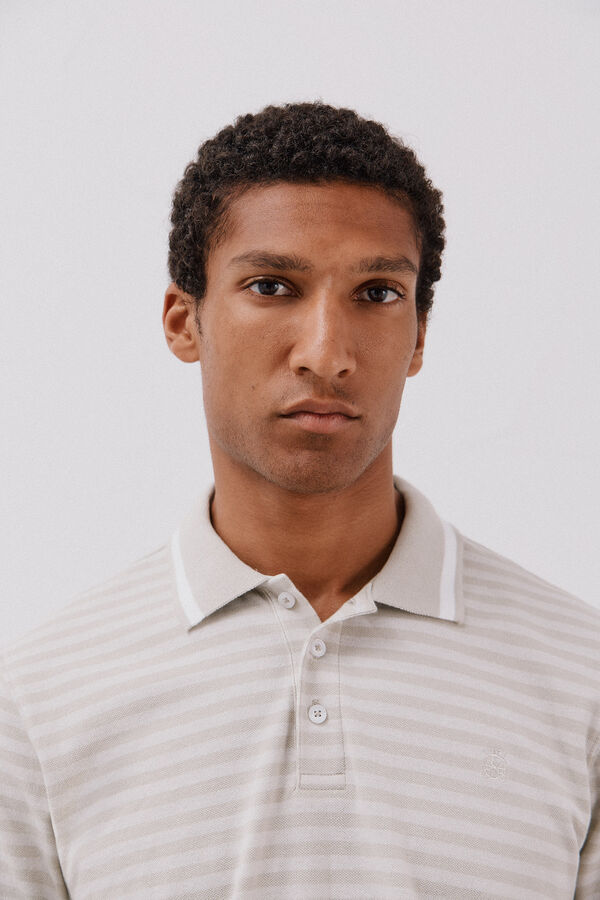 Cortefiel Camisa polo riscas Oxford Tostado