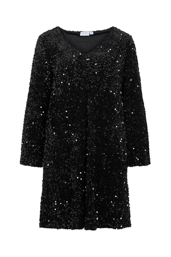 Vila Vestido curto com lantejoulas Preto