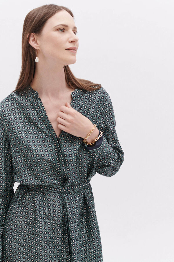 Caroll  Vestido midi flu&iacute;do estampado Azul