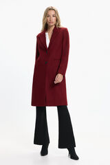 Vero Moda Abrigo de pa&ntilde;o midi de mujer Rojo