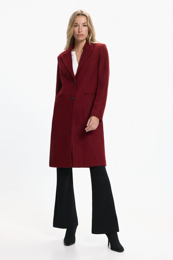 Vero Moda Abrigo de pa&ntilde;o midi de mujer Rojo