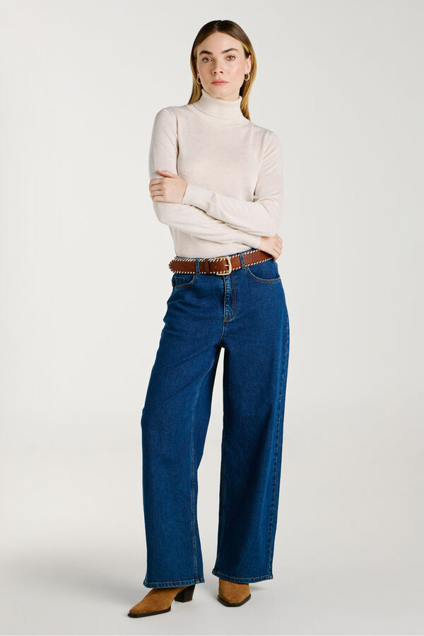 Vila Jersey de cuello alto con viscosa Beige