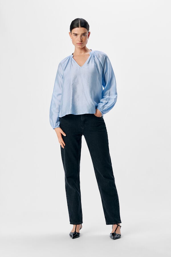 Object Blusa amplia cuello pico Azul