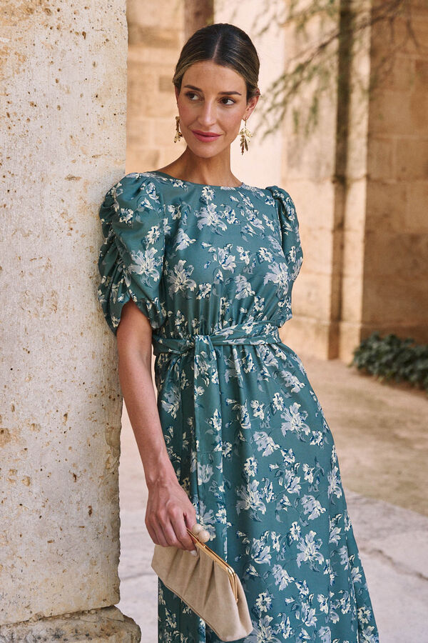 Pol&iacute;n Et Moi Vestido con flores Verdena Kaki