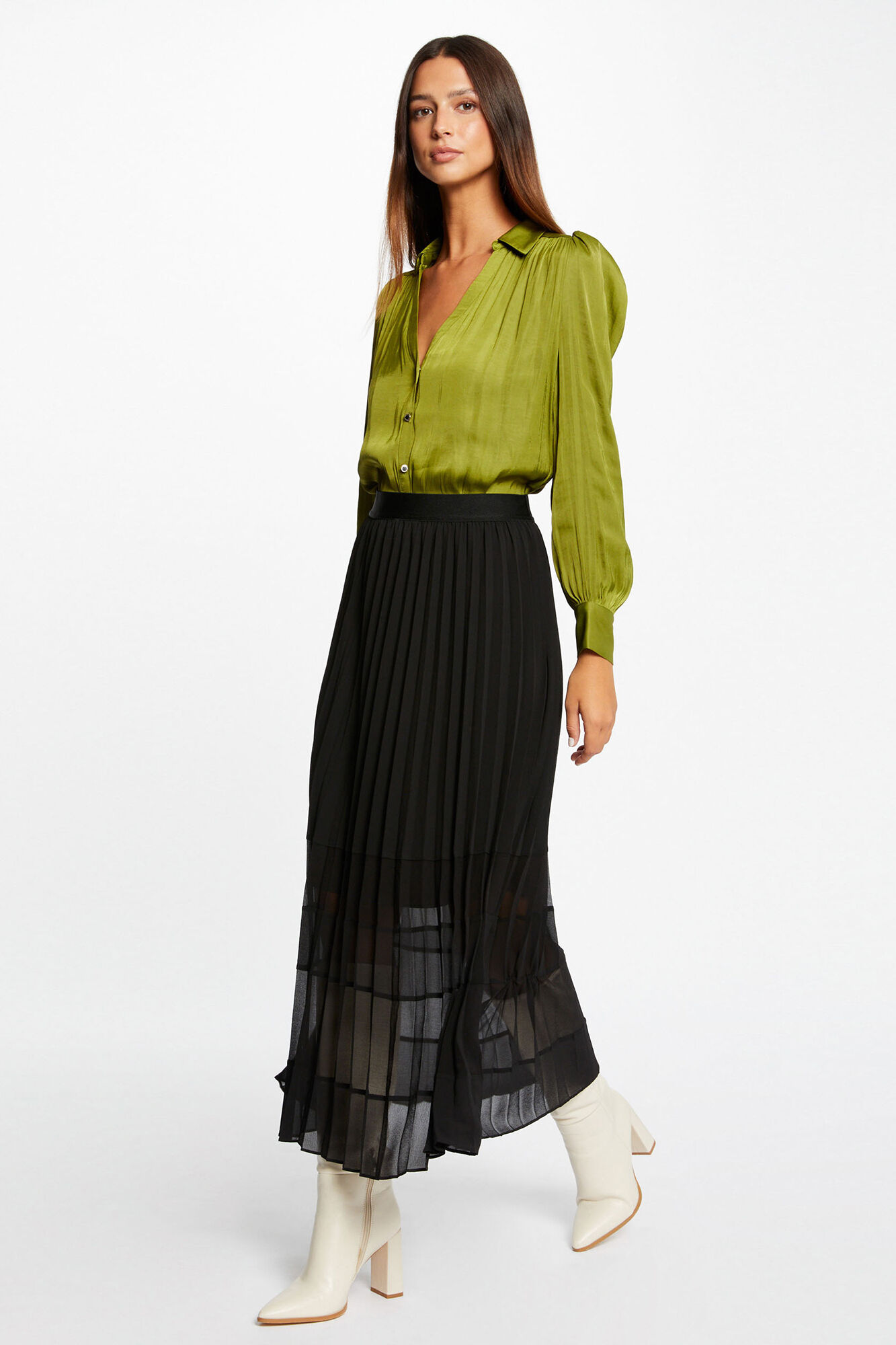 Morgan Falda larga acampanada plisada