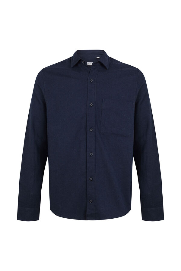 Cortefiel Camisa franela espiga Azul marino