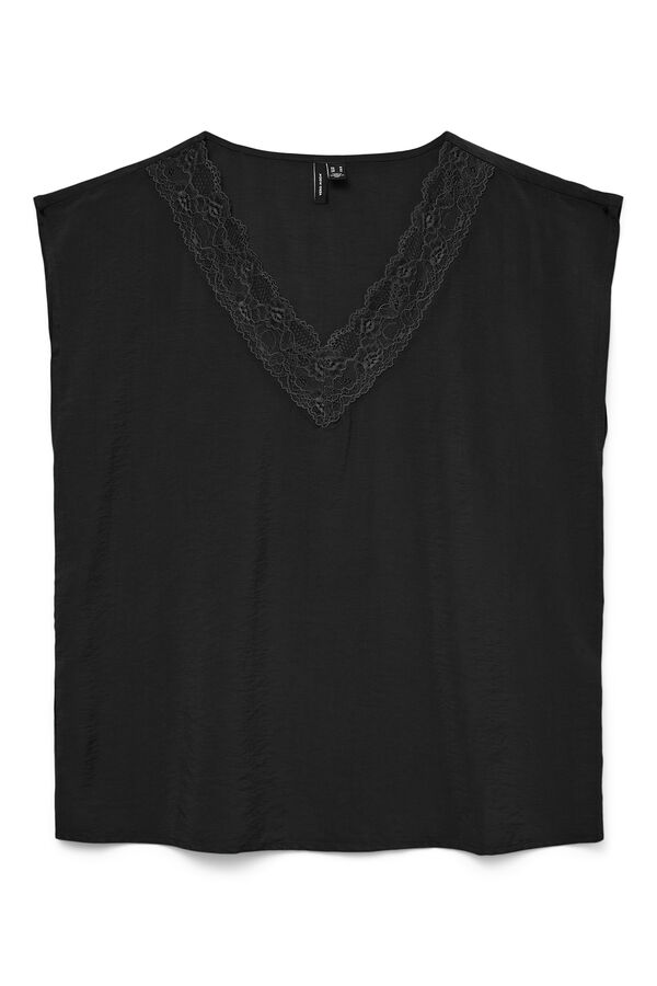 Vero Moda Camiseta con encaje de manga corta Negro