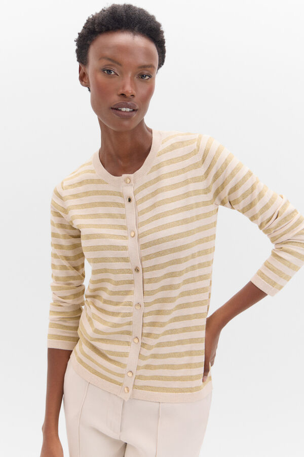 Cortefiel Chaqueta punto rayas. Arena