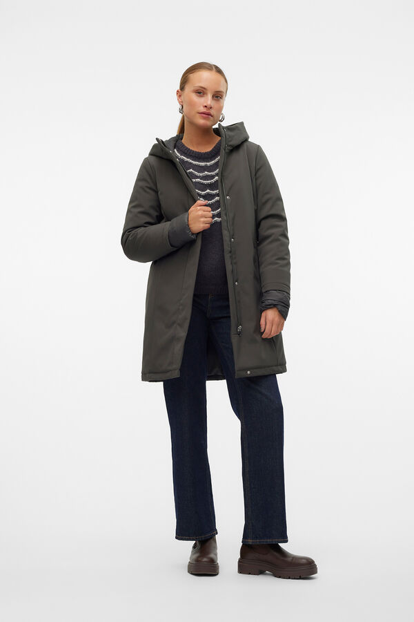 Vero Moda Sobretudo feminino com capuz Cinzento