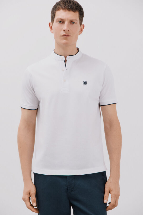 Cortefiel Polo cuello mao Blanco