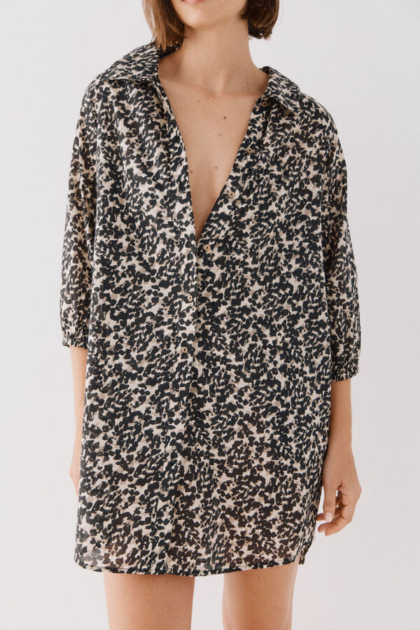 Cortefiel Caftán túnica estampado Estampado blanco