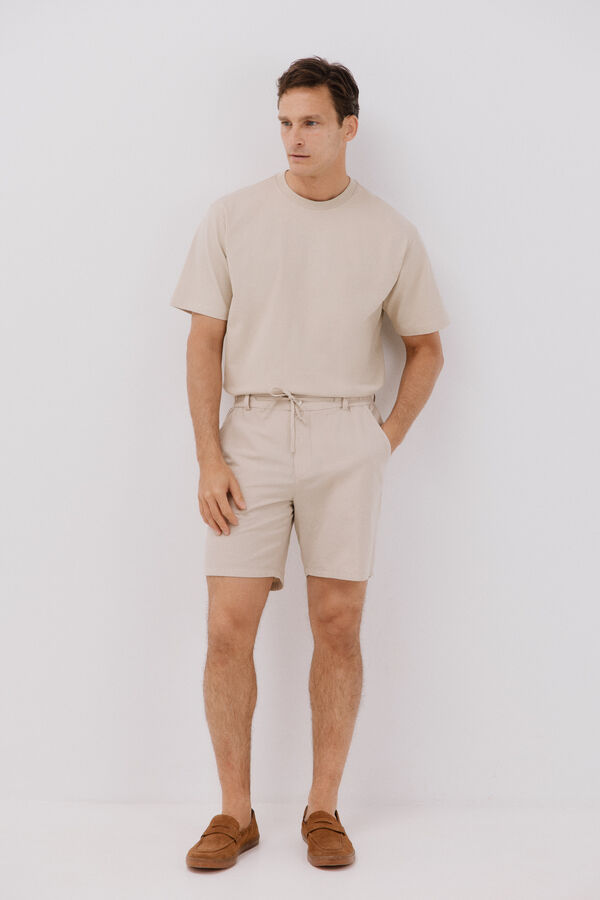 Cortefiel Bermuda calças chino leve ajustável Tostado