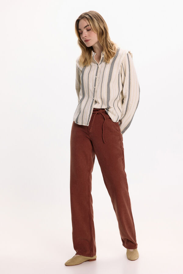 Vila Blusa con bordados de algod&oacute;n Beige