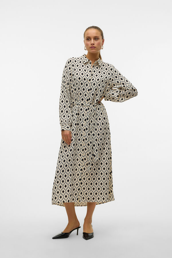 Vero Moda Vestido camisero midi Gris