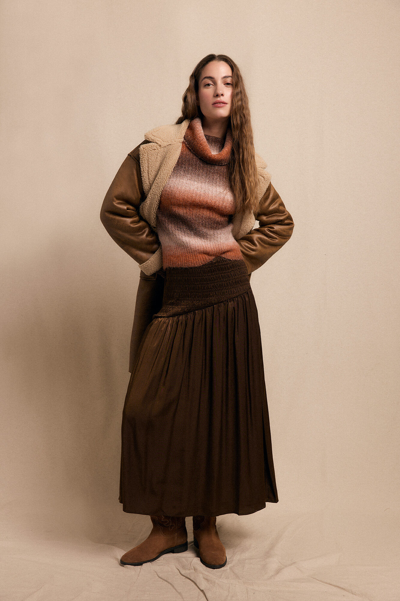 Slowlove Falda midi satinada