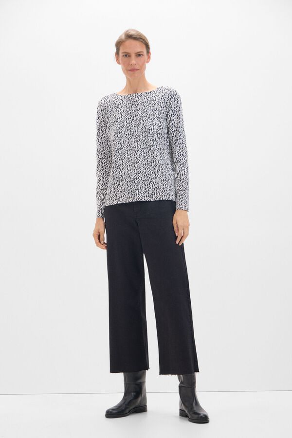 Cortefiel Camisola básica decote barco com botões dourados Cinzento