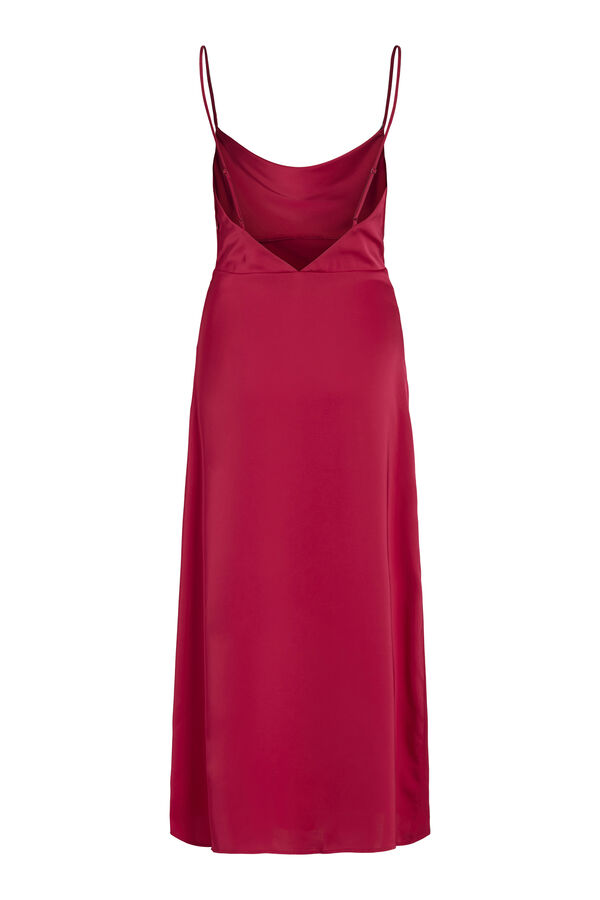 Vila Vestido largo satinado escote drapeado Rojo