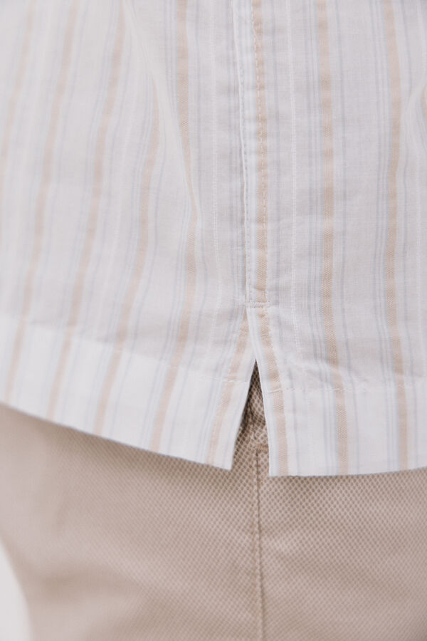 Cortefiel Camisa riscas de manga curta Branco