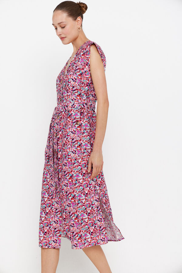 Cortefiel Vestido con bolsillos Estampado blanco